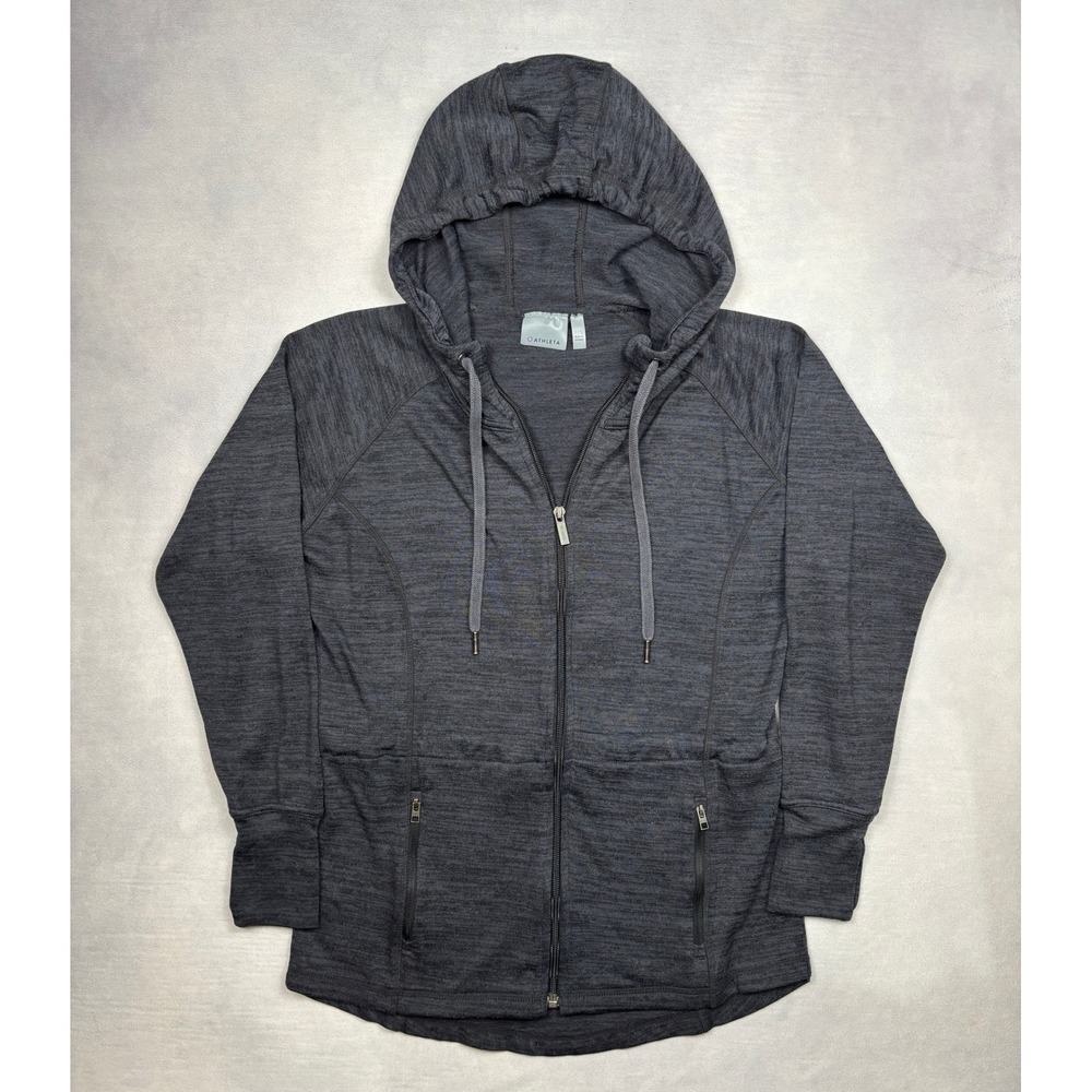 Athleta Womens Full Zip Hoodie Charcoal Gray Space Dye Activewear XXS 721868-04